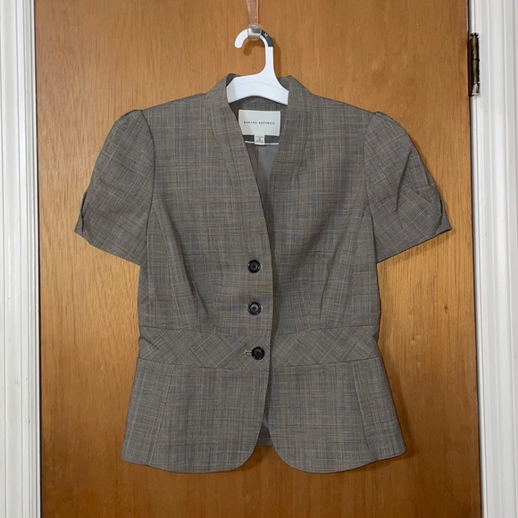 •BANANA REPUBLIC•PLAID SHORT SLLEVE 3-BUTTON BLAZER W/PUFF SLEEVES SIZE 6 EUC - Picture 4 of 7